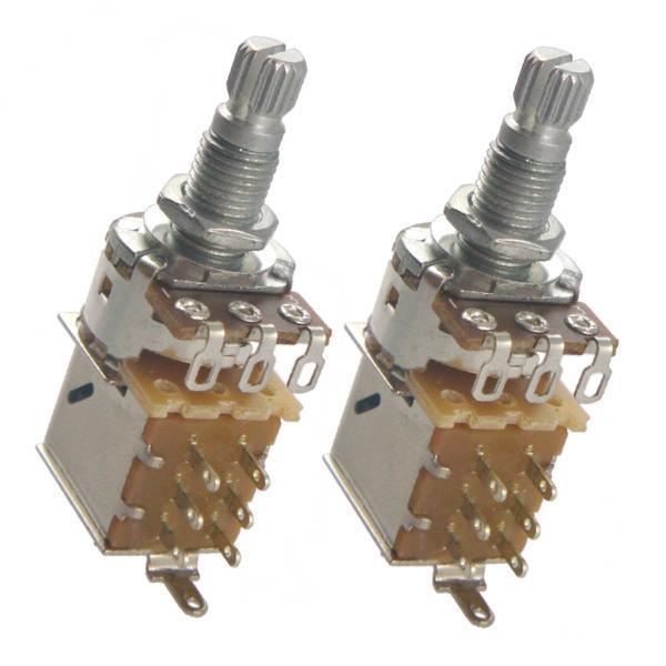 3X 2 Pack Push Pull Control Pots Guitar Potentiometer 18mm Split Shaft A25K