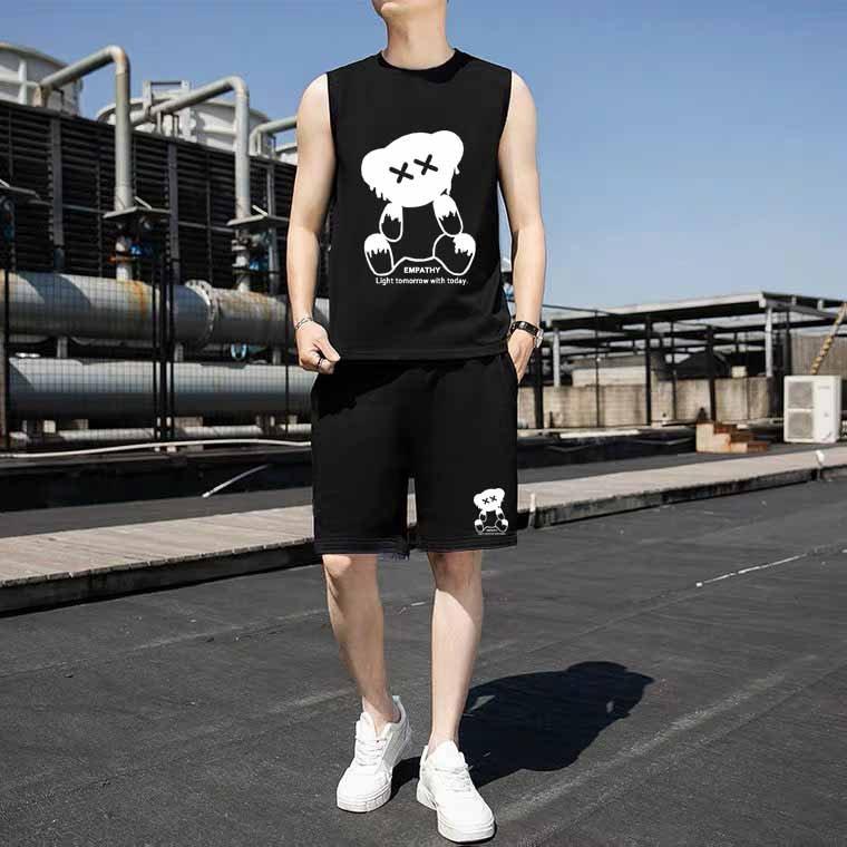 Bộ Thể Thao Nam Cộc Tay Phối Màu Cao Cấp - Bộ Xát Nách Gấu XX
