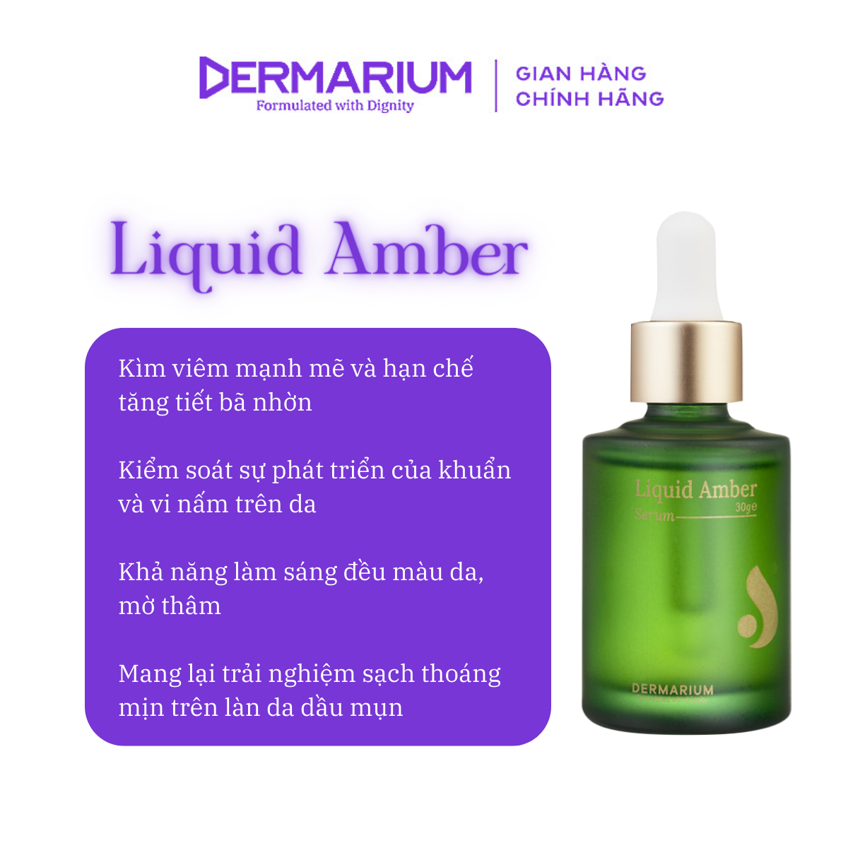 Serum (Tinh Chất) Giảm Viêm Cho Da Mụn Dermarium Liquid Amber