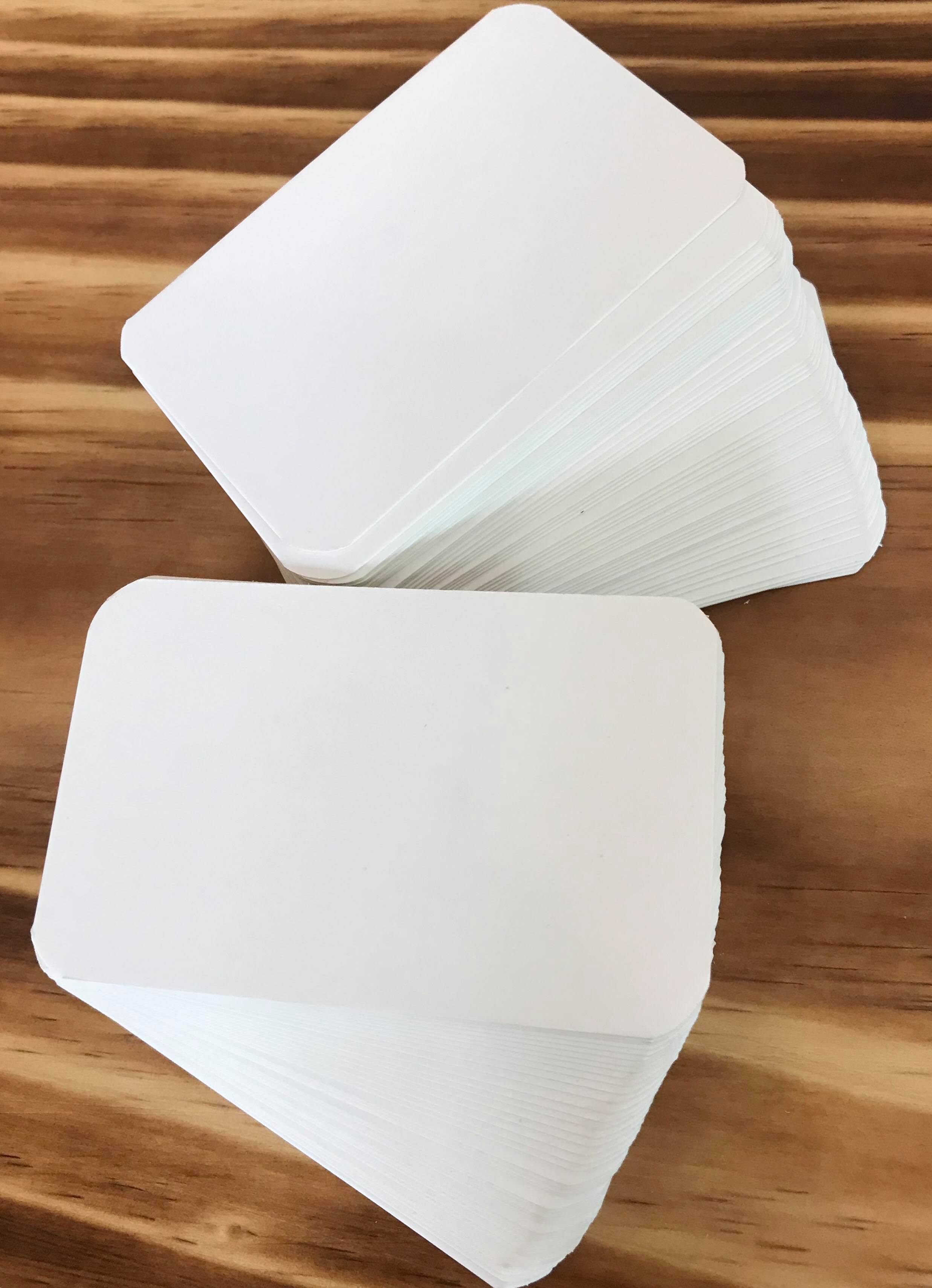 500 flashcard trắng không đục lỗ 5x8cm bo góc