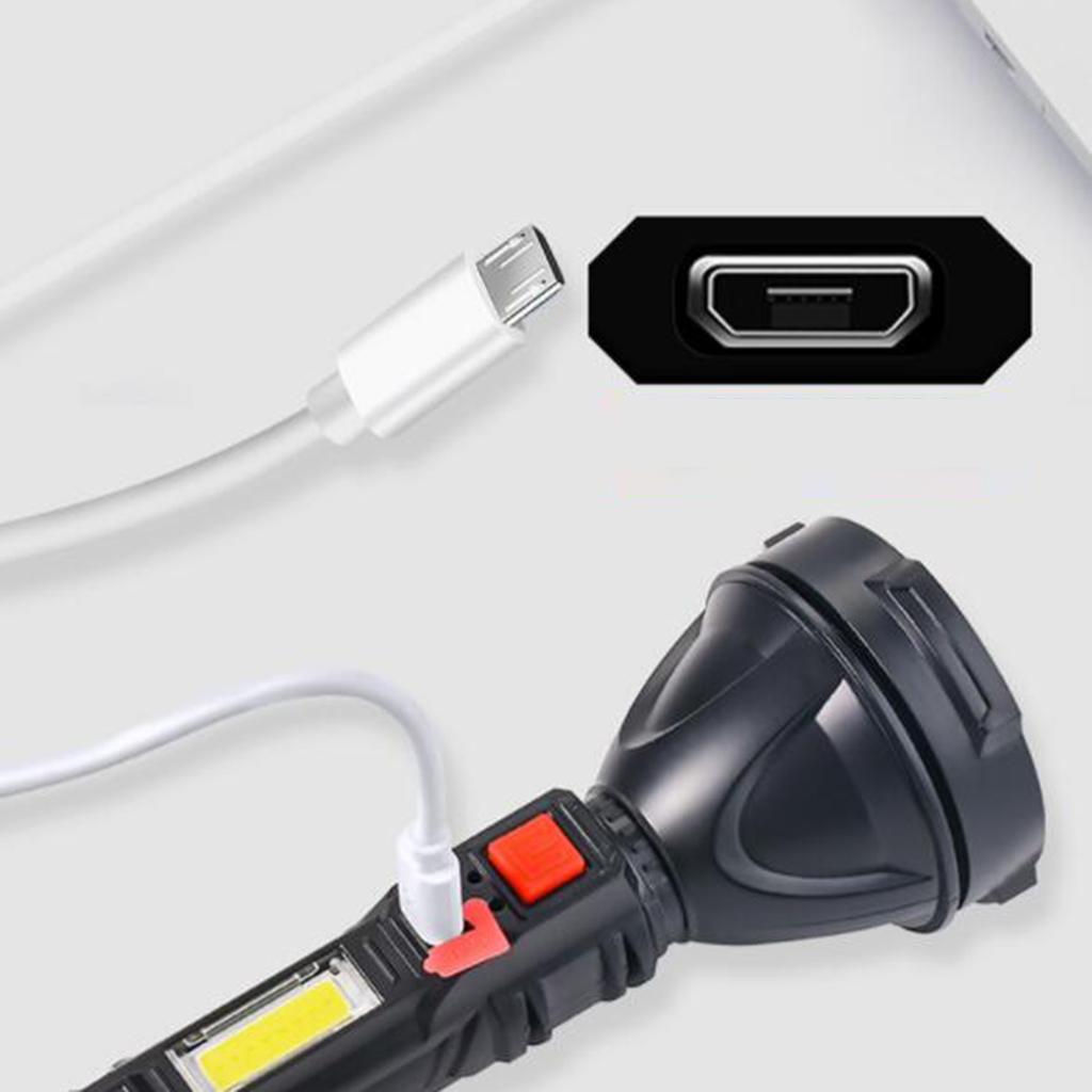 Rechargeable LED Flashlight, 4 Light Modes, Waterproof, COB Side Light Flashlight for Emergency, Hiking, Home and More, USB Cable Included