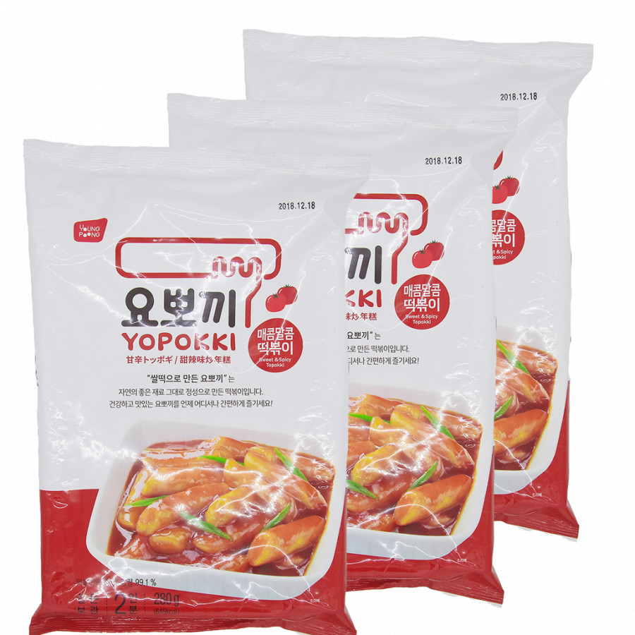 Combo 3 gói lớn vị Cay ngọt - Bánh gạo Hàn Quốc Yopokki
