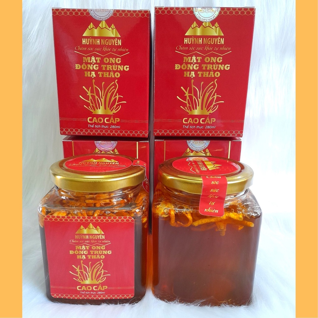 Hộp 280ml - Mật ong rừng ngâm đông trùng hạ thảo sấy khô cao cấp