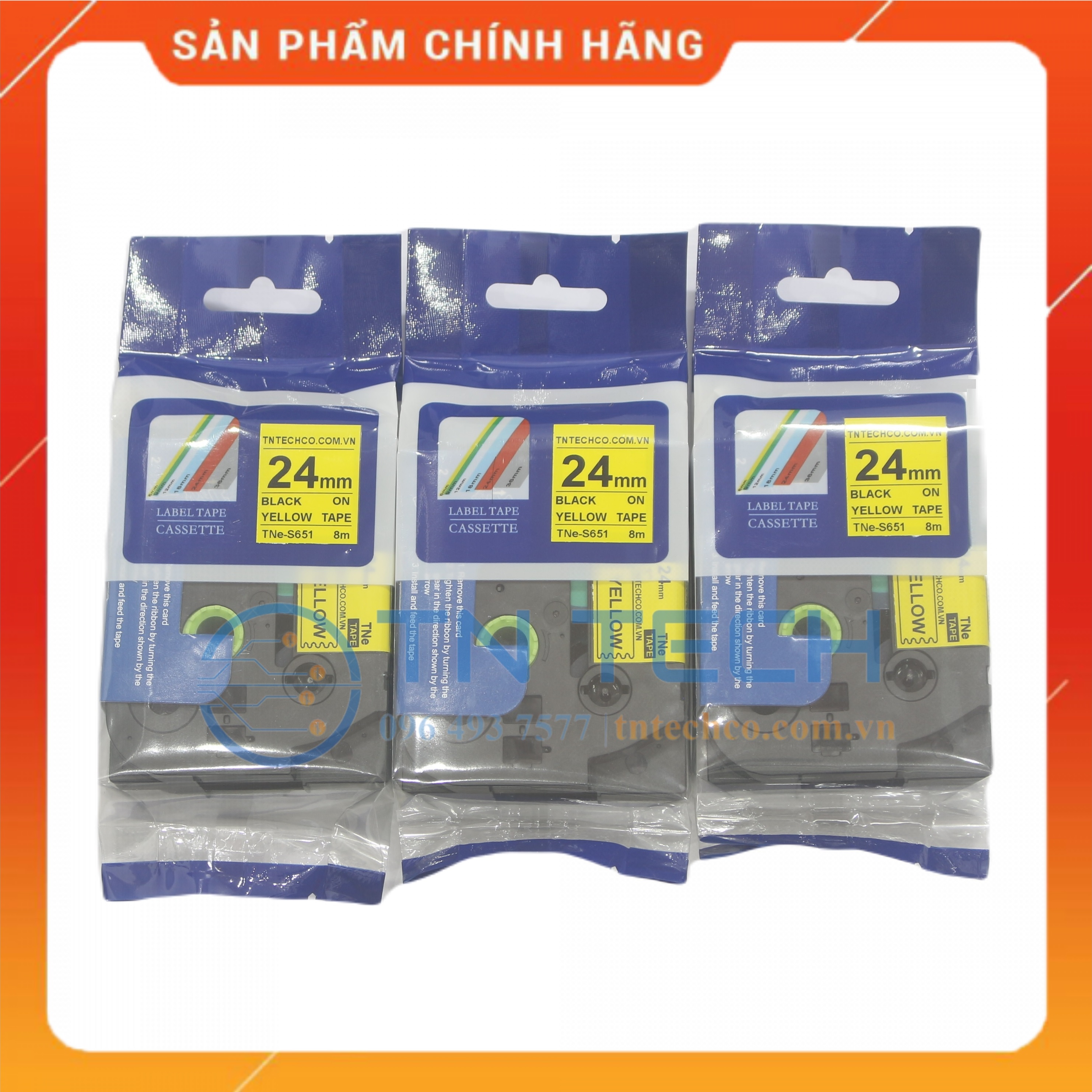 Nhãn In TNE-S661 - Đen nền vàng 36mm x 8m - Dùng cho máy in BROTHER - AIMO - PUTY [Hàng nhập khẩu]