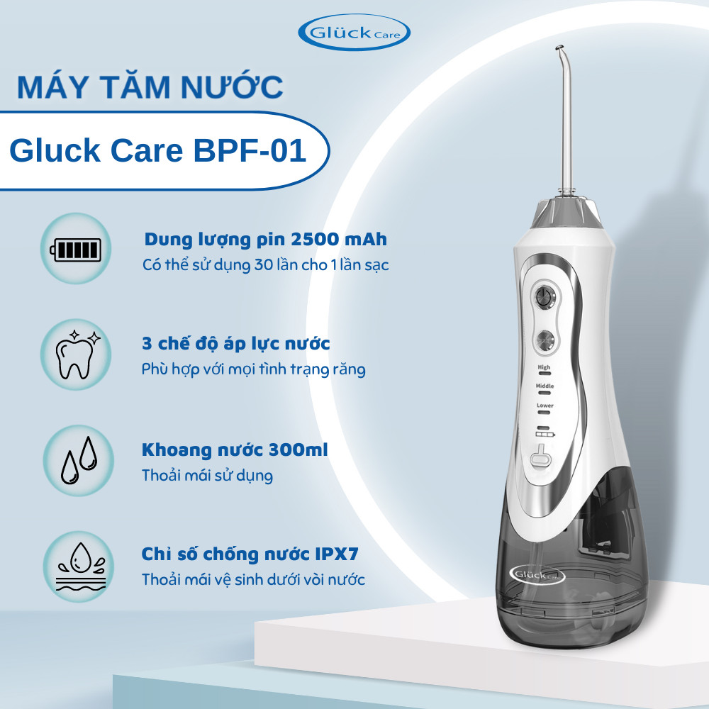 Máy tăm nước di động Gluck Care BPF-01 - Tặng 5 vòi xịt