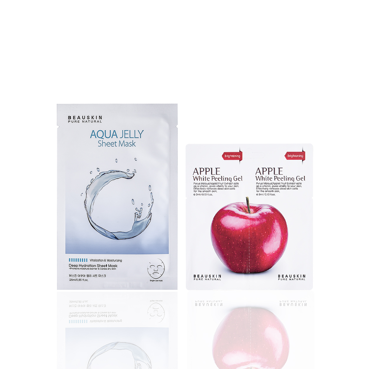 Combo mặt nạ dưỡng da và làm sạch mụn bao gồm mặt nạ BeauskinAqua Jelly Sheetmask và Tẩy da chết minisize Apple Peeling Gel - Hàn Quốc Chính Hãng