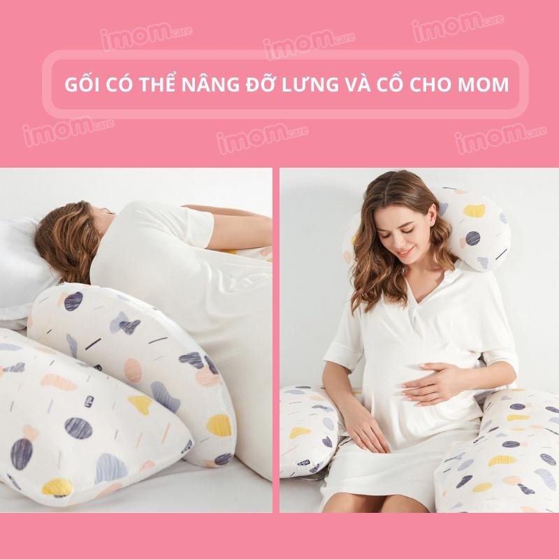 Gối ôm bà bầu cao cấp imom 3 trong 1, thay thế dáng cánh tiên, chữ U, tháo rời dễ dàng, sử dụng cho mẹ và bé - GB3in1