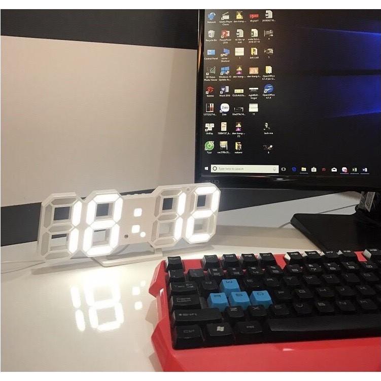 Đồng hồ LED 3D treo tường, để bàn thông minh TN828 Smart Clock