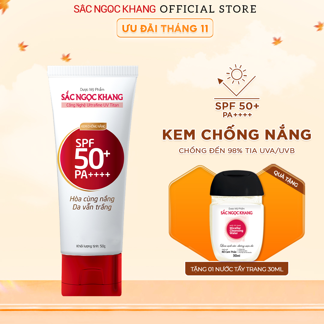 Kem chống nắng Sắc Ngọc Khang 50g giúp chống nắng hiệu quả với chỉ số SPF50, PA++++