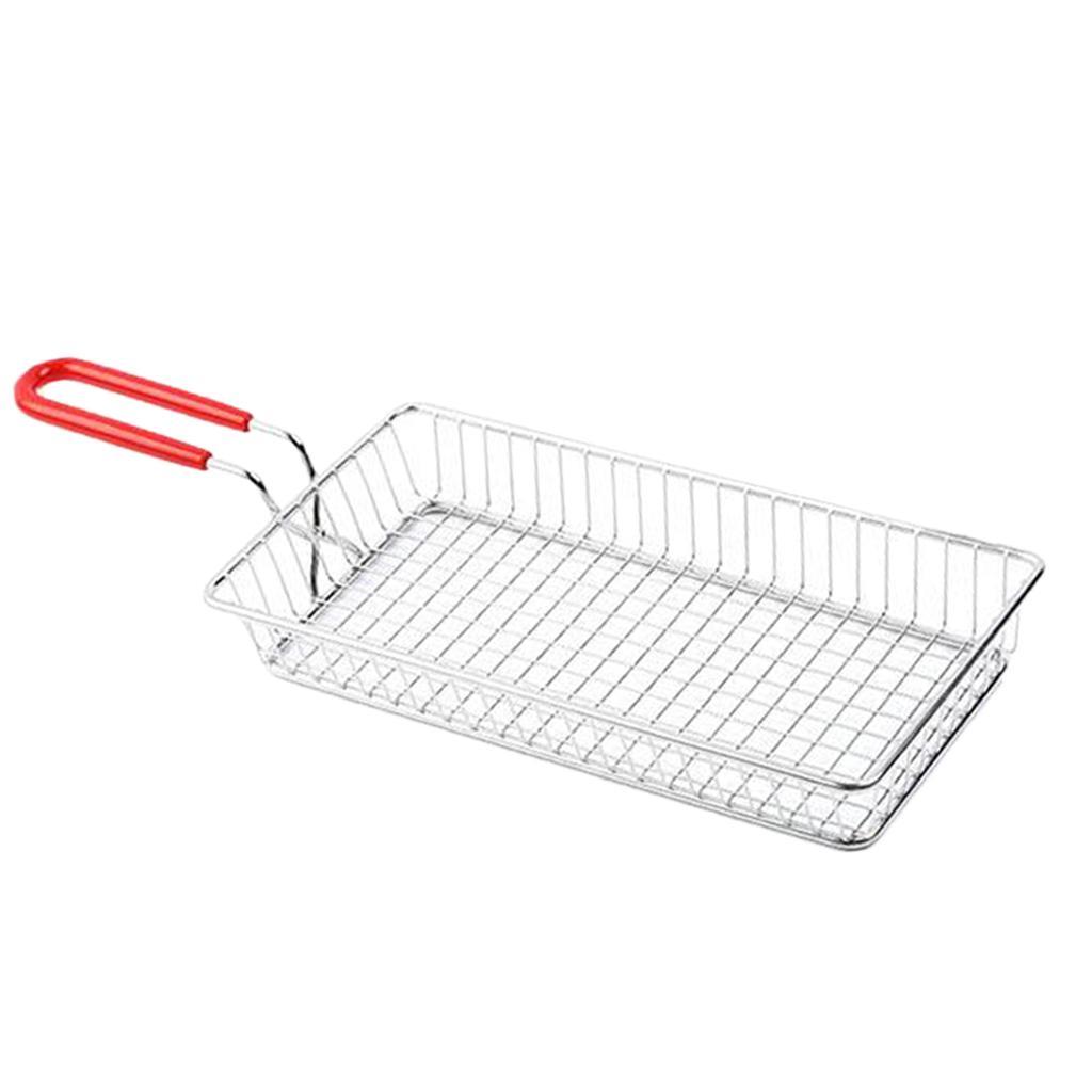 Rectangle Stainless Steel Fried Basket Strainer Fried Chicken Chips Colander