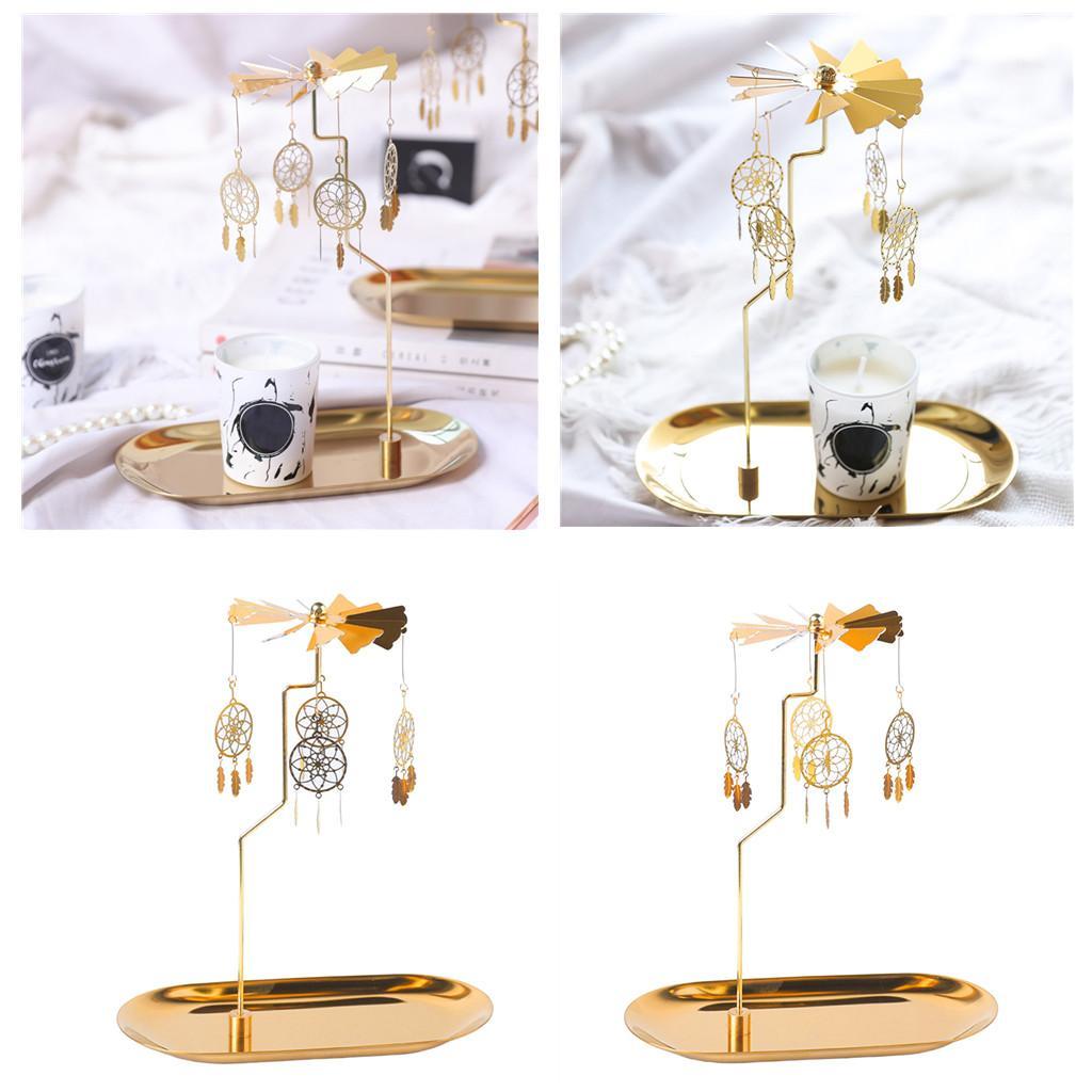 2x Golden Candle Holders Plate Home Candlesticks for Decorative