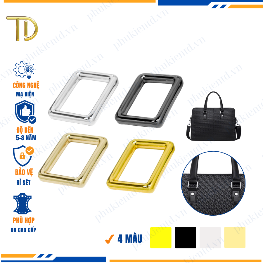 Khoen vuông túi xách, khoen chữ nhật túi xách 20mm cao cấp công nghệ mạ điện độ bền 5-8 năm