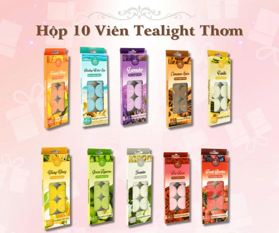 Hộp 10 nến tealight thơm Tím / Lavender (Hương oải hương) Nến Thơm Thư Giãn