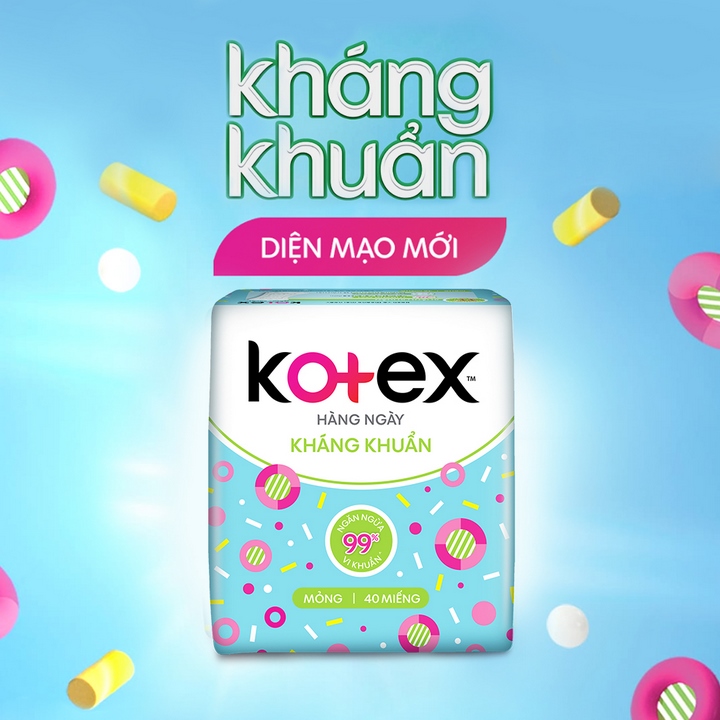 Combo Băng Vệ Sinh Kotex hằng ngày kháng khuẩn + Thảo dược Cool siêu mỏng cánh