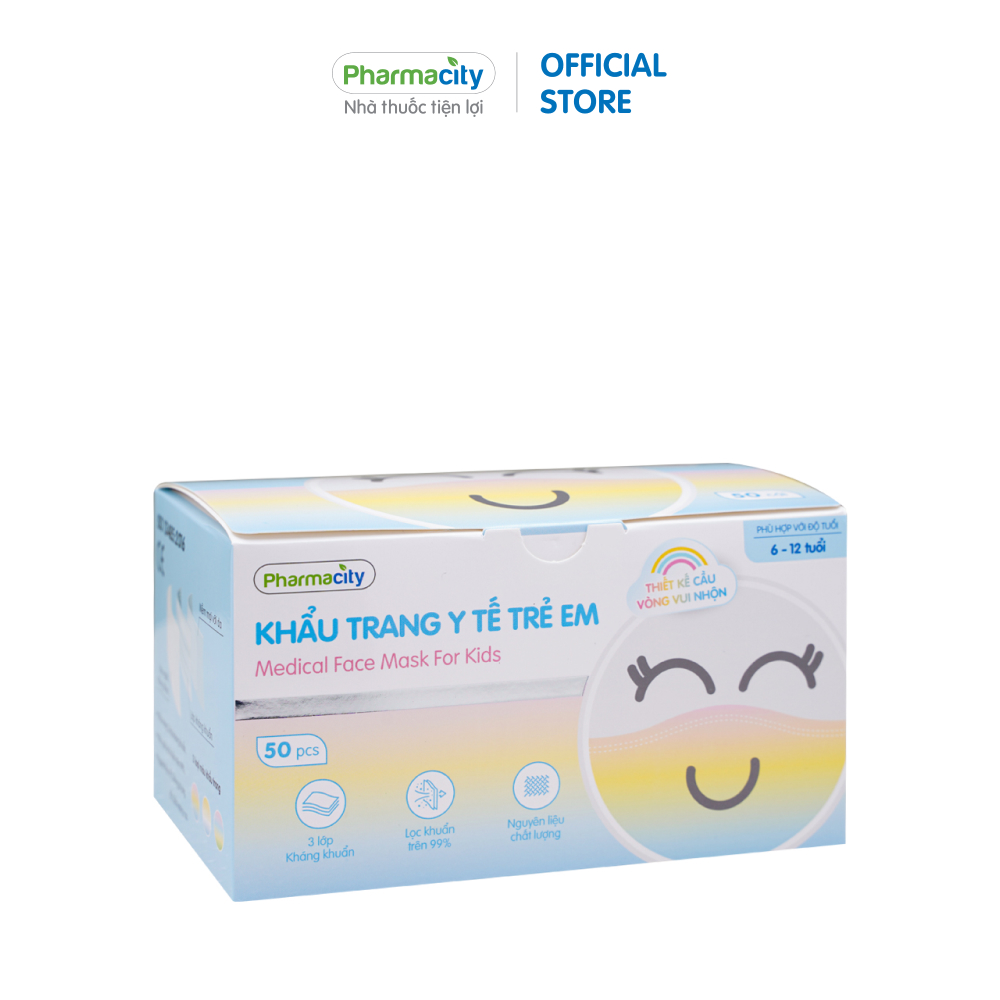 Khẩu trang y tế trẻ em 3 lớp Pharmacity ngăn bụi bẩn và lọc khuẩn trên 99% 