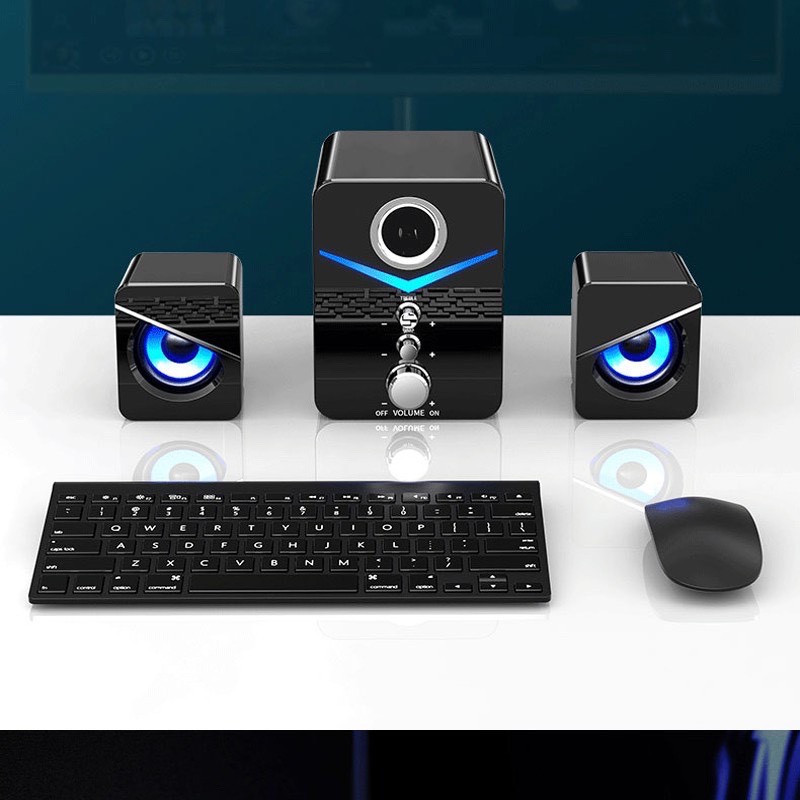 Bộ 3 Loa Máy Tính Doron D221 Super Bass, Có Đèn LED, Dùng Cho Laptop, PC Nghe Nhạc Loa Vi Tính - Hàng Chính Hãng