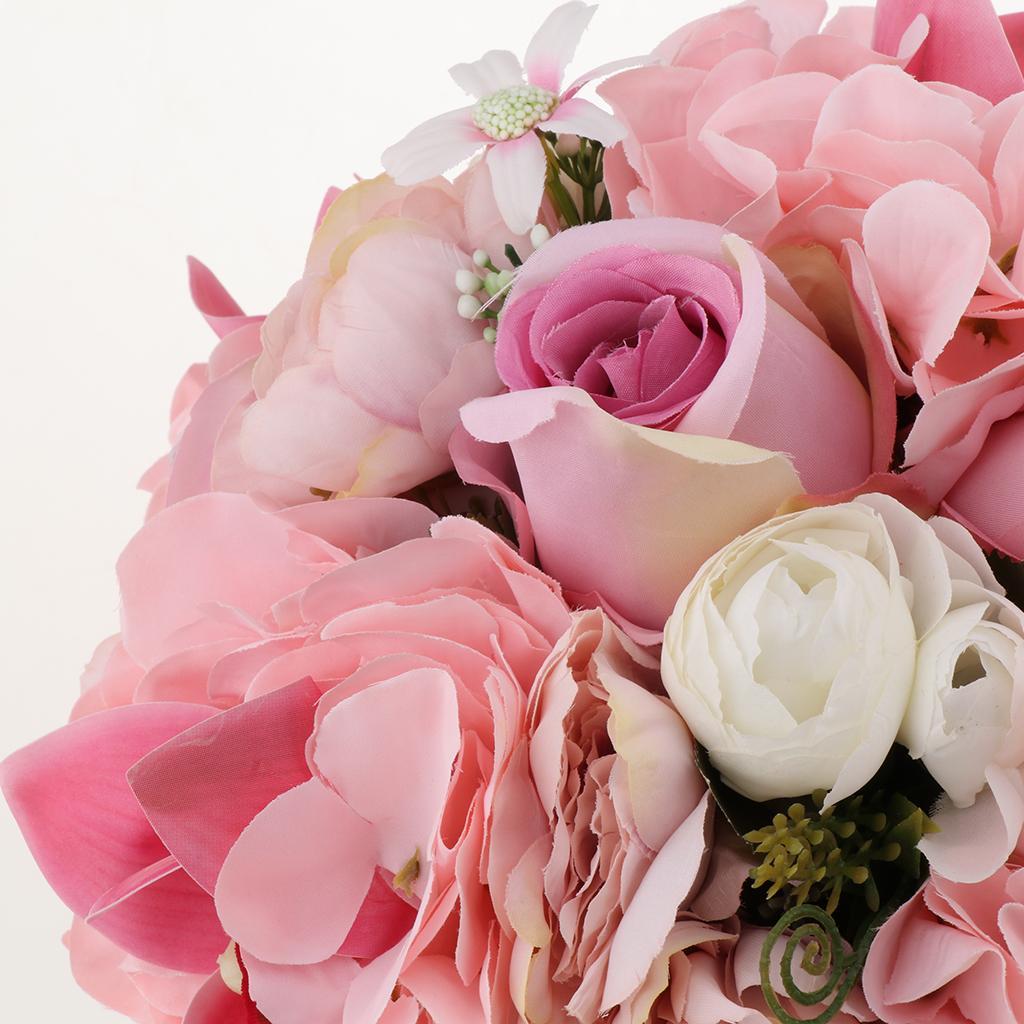 Pink-Artificial Bridal Bouquet Flower Wedding Party Flower Girl Supply Decor
