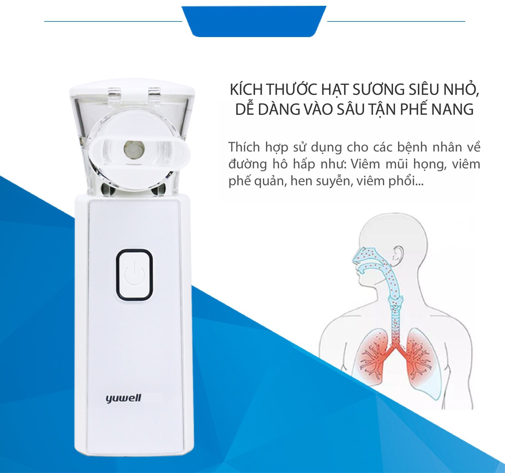 Máy Xông Khí Dung, Xông Mũi Họng Cầm Tay Yuwell M103 - Nhập Khẩu Chính Hãng