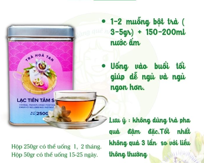 Trà Lạc Tiên Tâm Sen hòa tan Hygie 250gr giúp giảm căng thẳng ngủ ngon