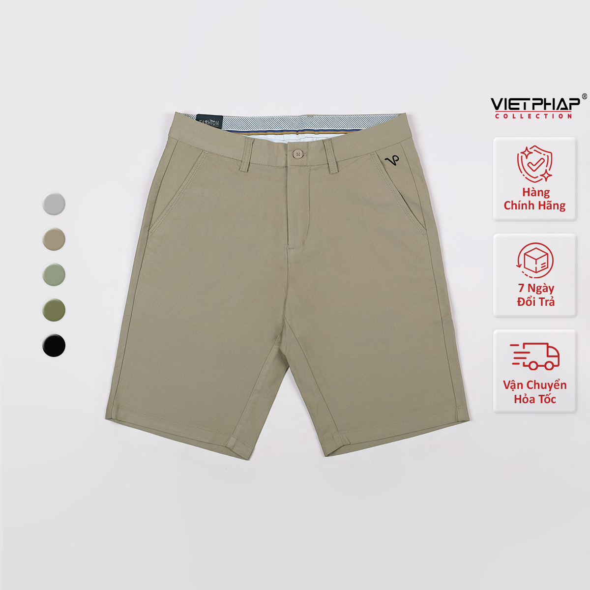 Quần Short Kaki Nam VIỆT PHÁP Form Basic Chất liệu Cotton mềm mịn hút mồ hôi tốt 13302