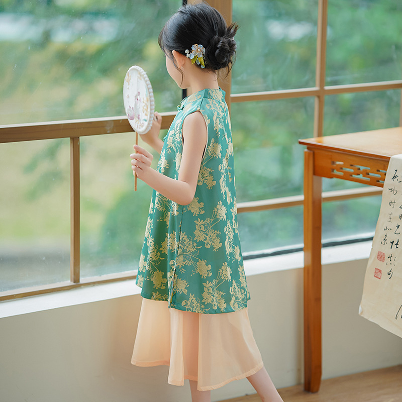 Đầm váy cho bé gái sườn xám hanfu cổ trang hán phục diện lễ tết noel giáng sinh năm mới