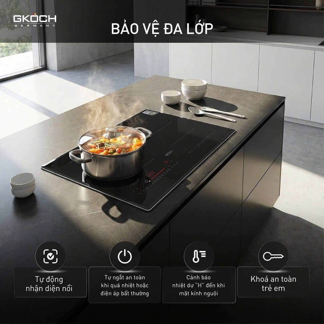 BẾP TỪ CAO CẤP 2 VÙNG NẤU GKOCH 7372DS2 - 5400W Hàng chính hãng
