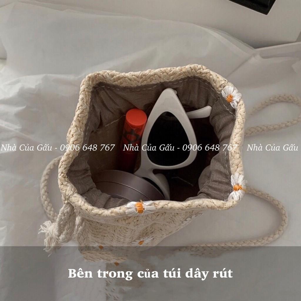 Túi cói dây rút Summer, hoa cúc xinh ơi xinhhh