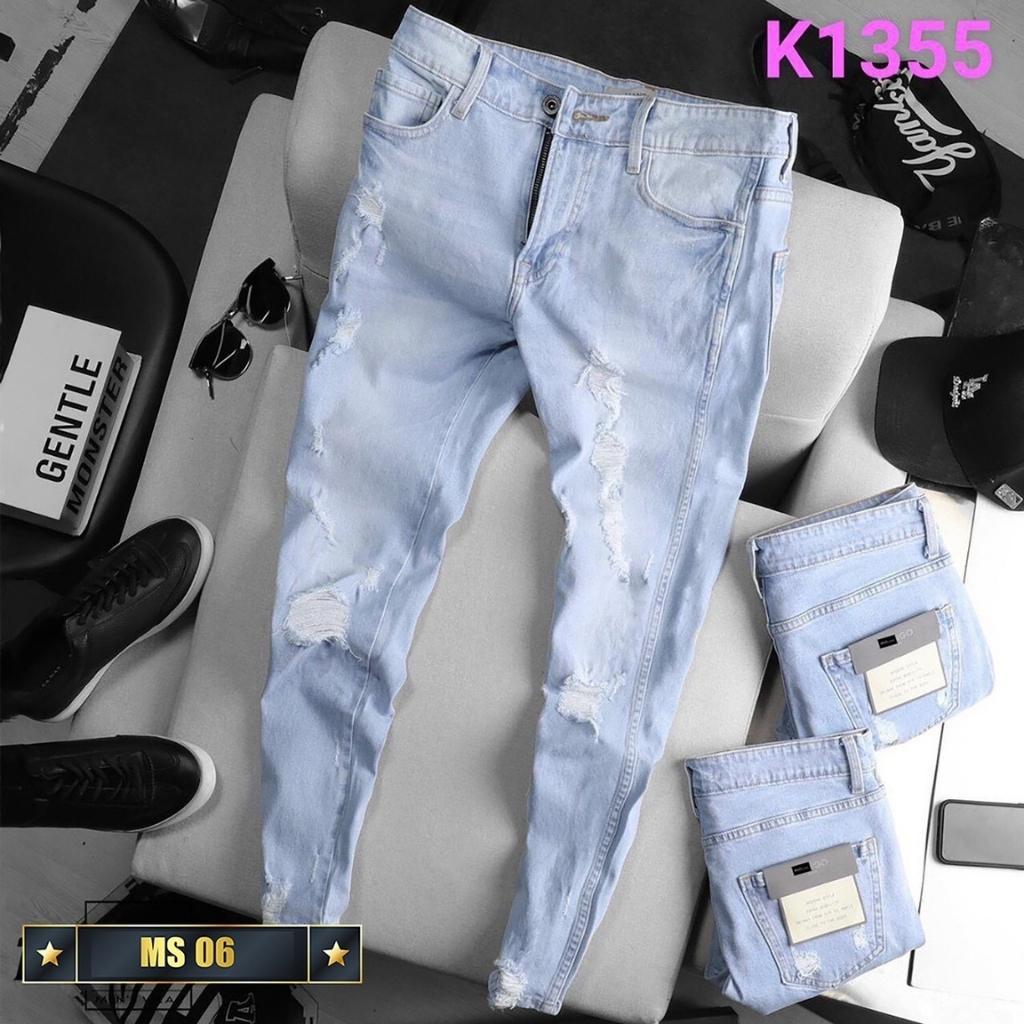 Quần jean nam xanh đen không rách gối chất bò cao cấp co dãn 4 chiều đẹp, quần zin nam from dáng skinny YM05