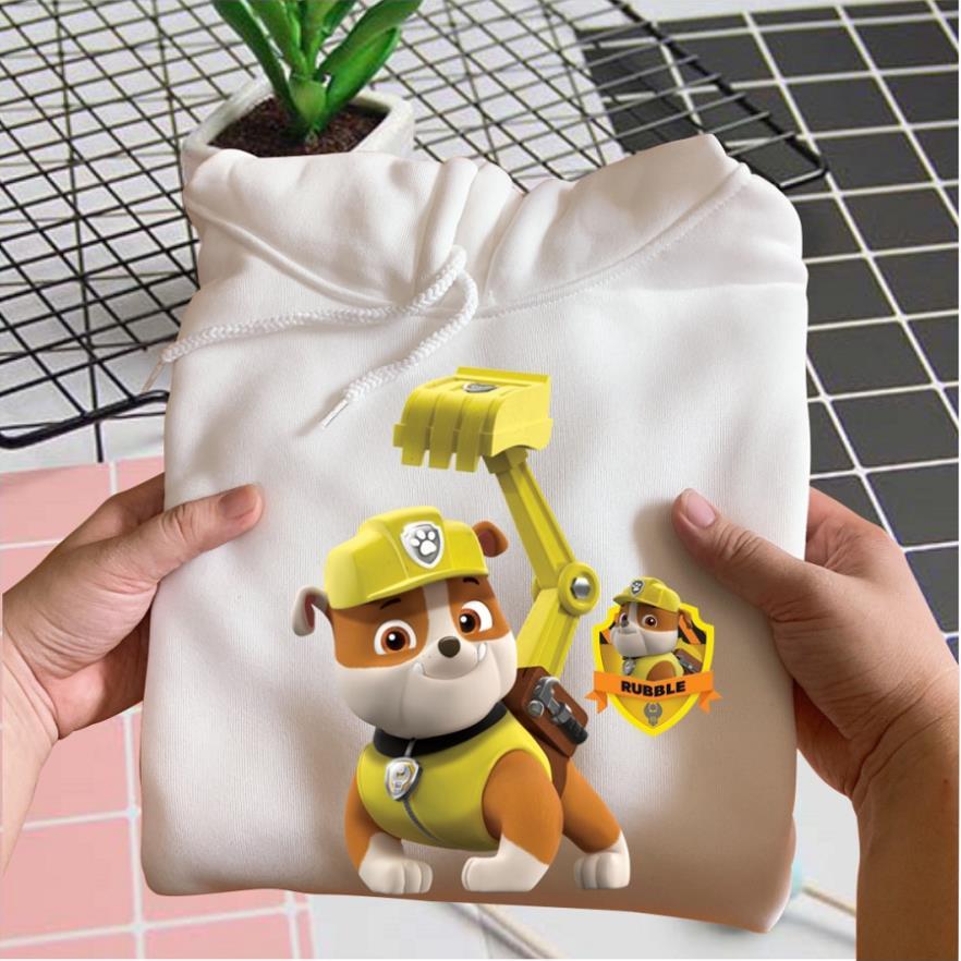 Áo khoác hoodie in hình đội chó cứu hộ paw patrol màu trắng cho bé trai bé gái