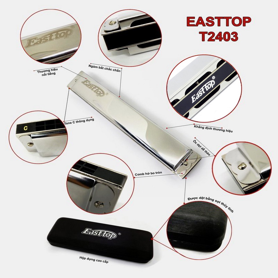 Kèn Harmonica Tremolo 24 lỗ Easttop T2403 Key C