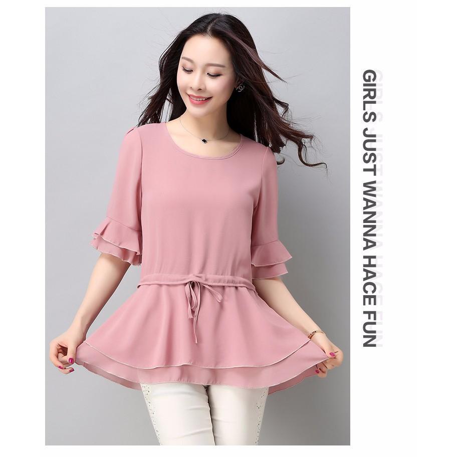 áo voan tay lỡ thắt eo cao cấp tk96n (thoi trang anitagreen)