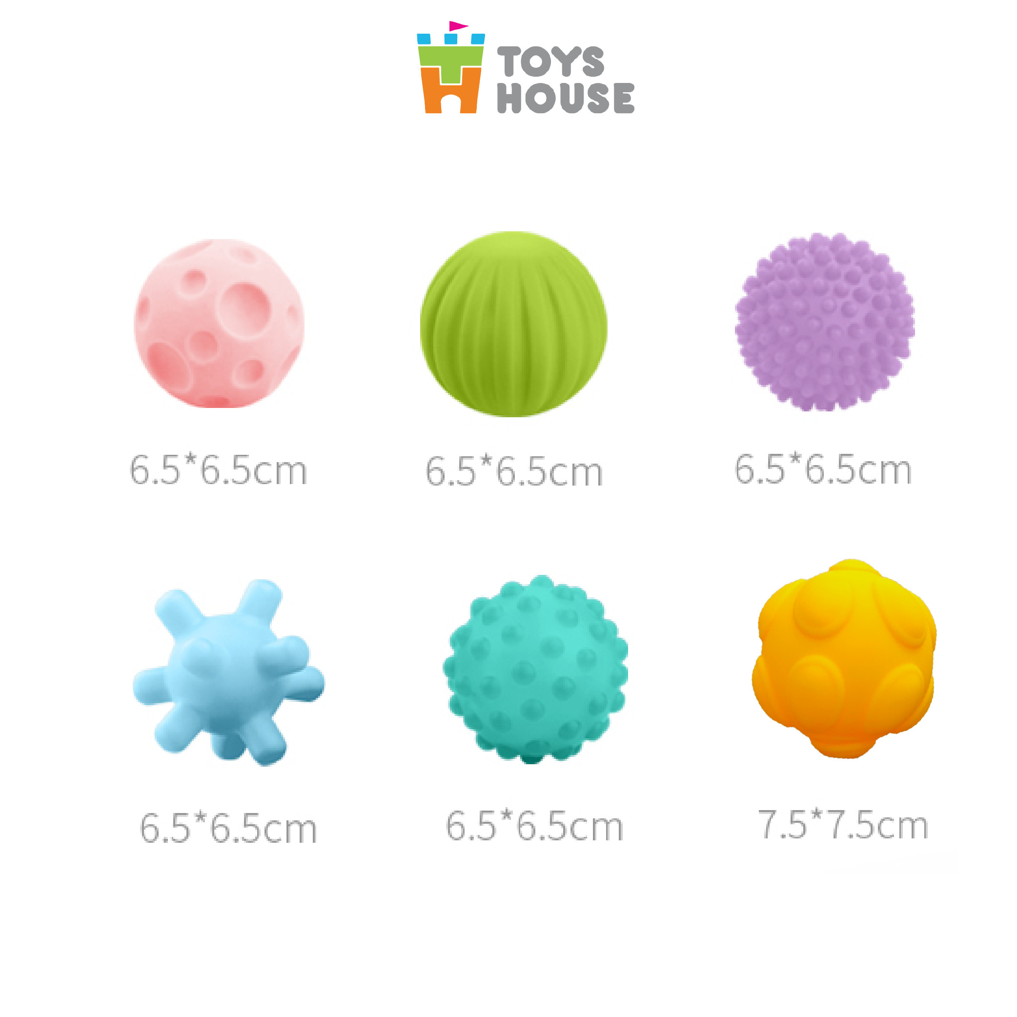 Set 6 bóng gai Silicone kích thích giác quan toàn diện cho bé ToysHouse HE0207