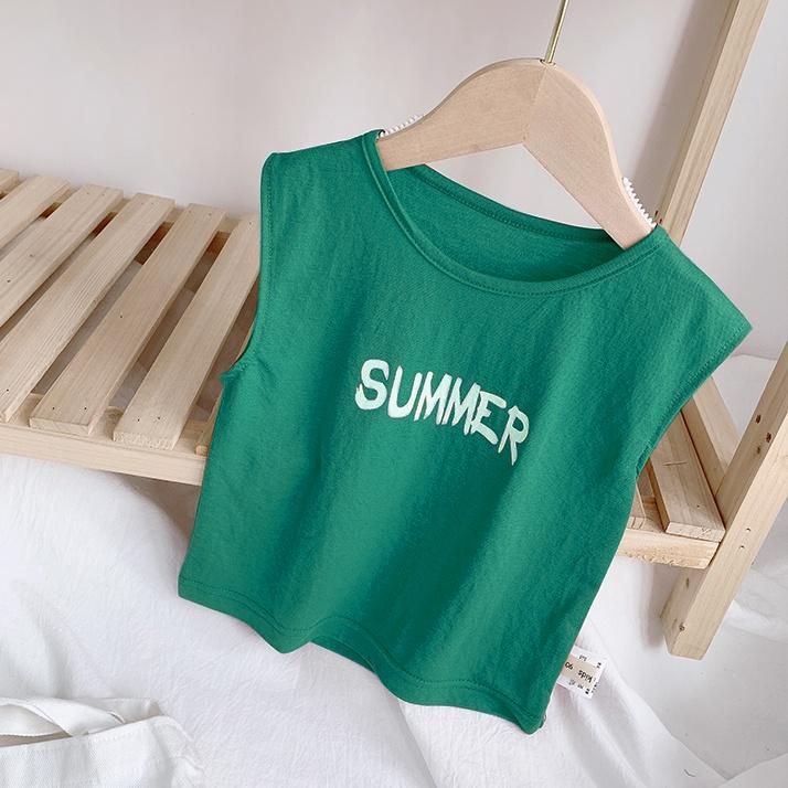 Áo thun ba lỗ sát nách bé trai 1 2 3 4 5 6 7 tuổi cotton mềm mại co giãn thêu summer Quần áo trẻ em mùa hè AO22008