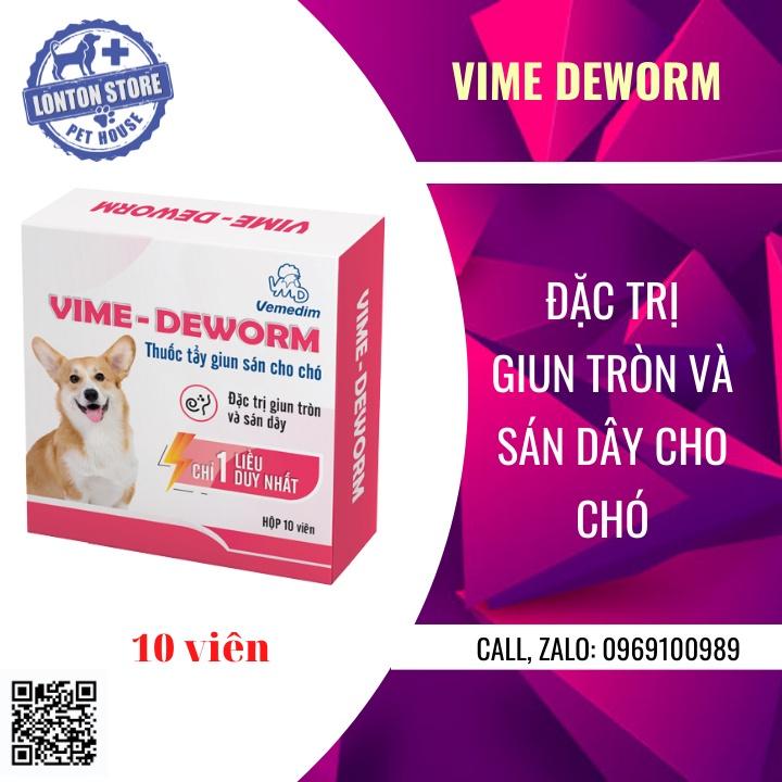 Vime Deworm - Viên diệt và phòng giun sán cho chó, 10 viên/Hộp