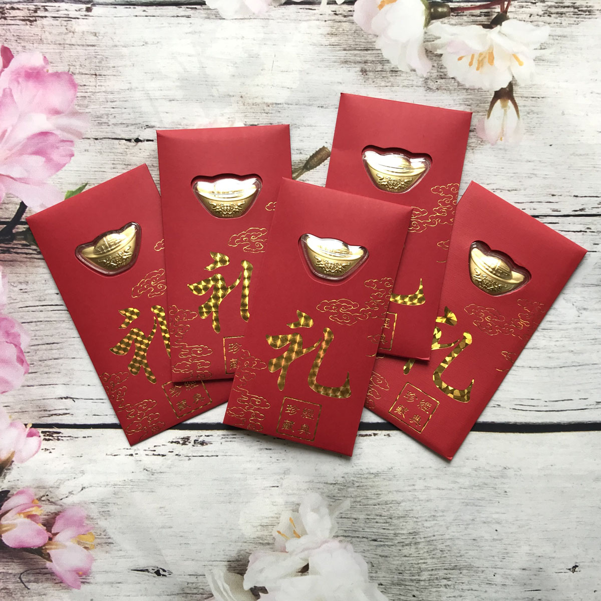 Combo 5 Bao Lì Xì đỏ hình thỏi đem tài lộc cho năm mới --MS359