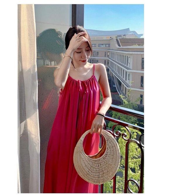ĐẦM MAXI HỒNG 2 DÂY