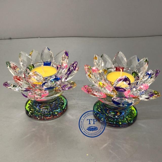 Combo 2 đế nến pha lê ngũ sắc KH8722