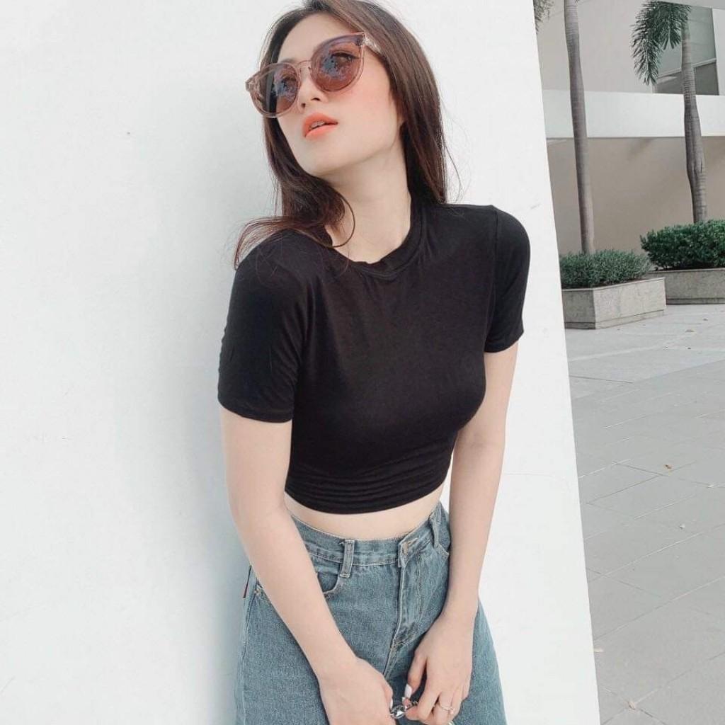 Áo croptop tay ngắn nữ ôm body Madela cổ tròn, chất liệu cotton mềm mịn thoải mái , kiểu dáng basic trẻ trung, năng động - ACTN03