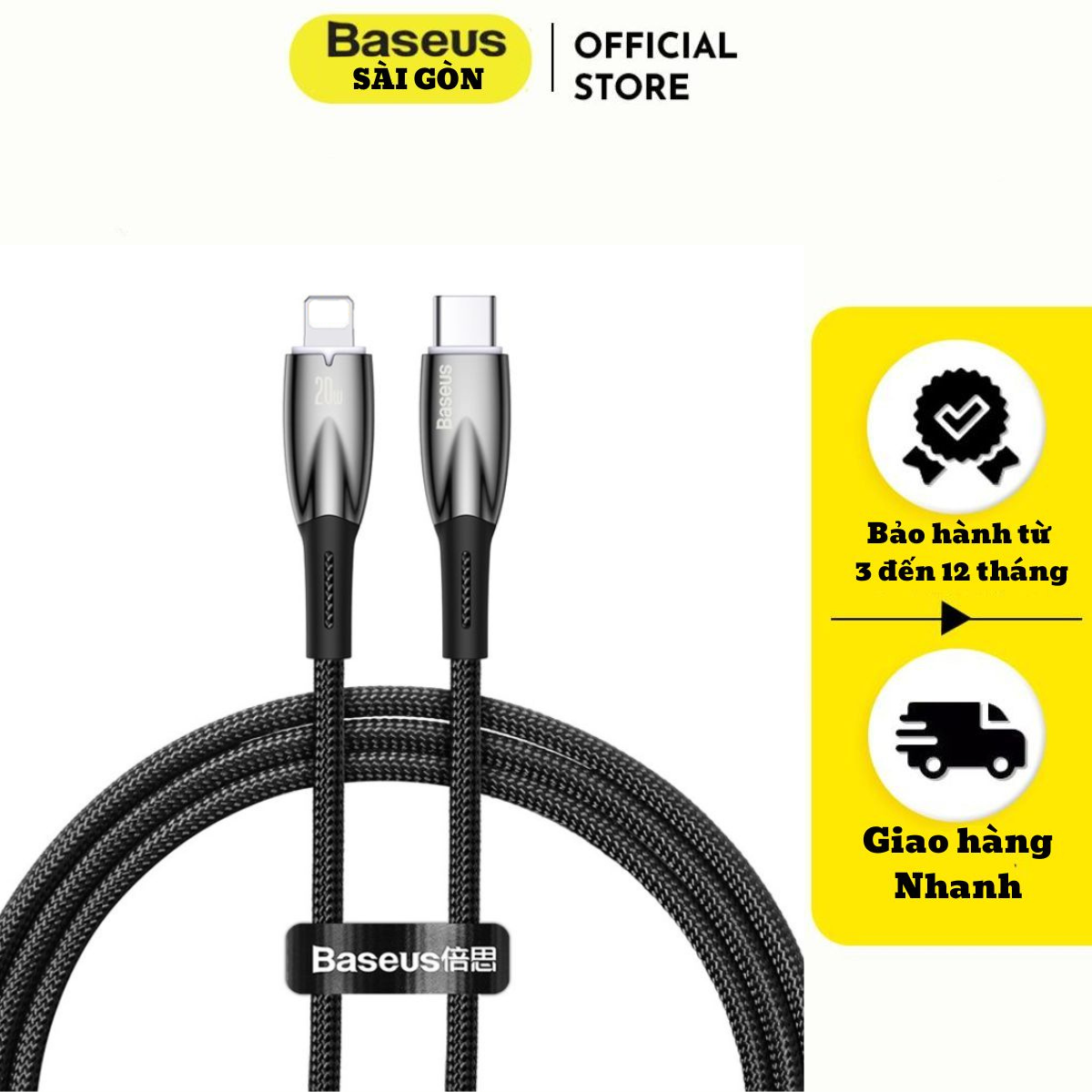 Cáp sạc nhanh Baseus glimmer series fast charging data cable type-C to IP CADH 20W - hàng chính hãng