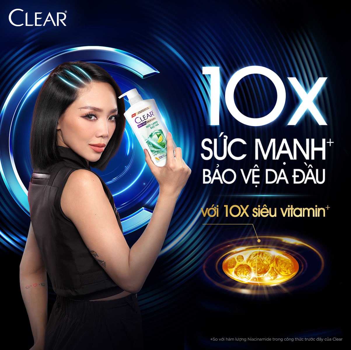 Dầu Gội Clear Sạch Gàu Dầu Gội Sạch Gàu Mát Lạnh Bạc Hà 3X Sức Mạnh Đánh Bay Gàu, Ngứa, Vi Khuẩn 880G
