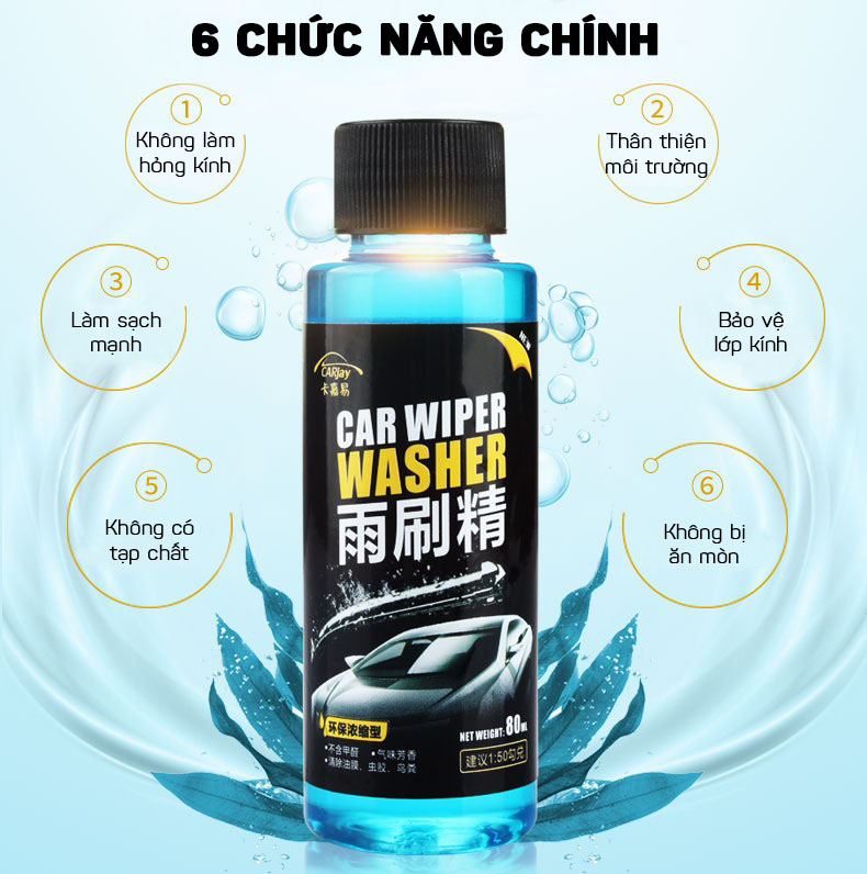 Nước Rửa Kính Ô Tô Car Wiper Washer 80ml Đậm Đặc Phù Hợp Với Mọi Loại Xe Hơi