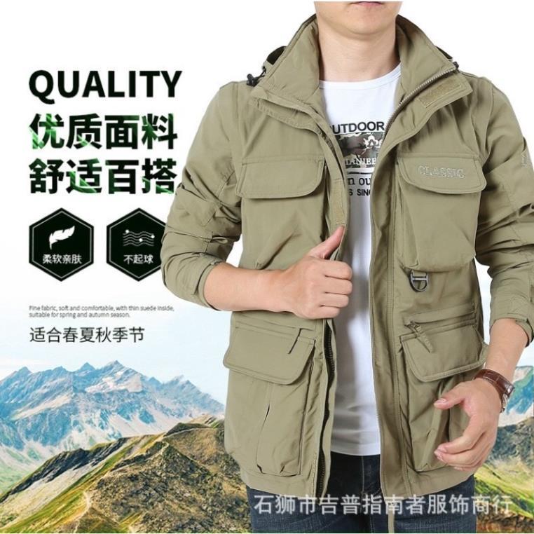 Áo khoác nam pilot túi hộp jeep 2in1