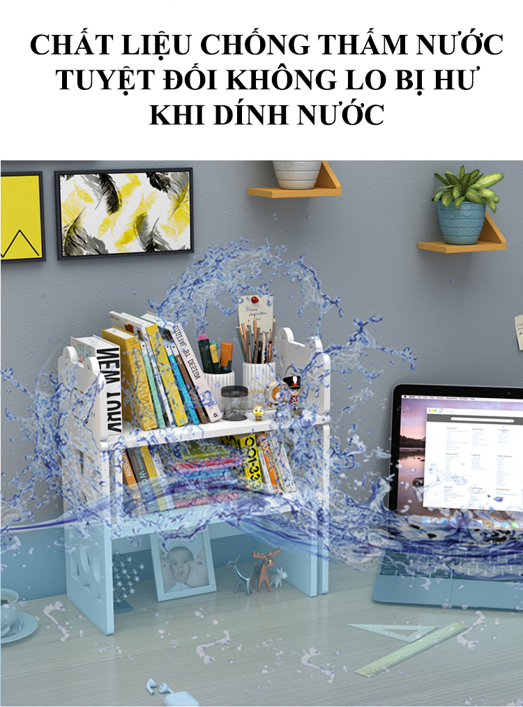 Kệ sách để bàn bằng gỗ nhựa PVC xinh xắn và tiện nghi HD00006