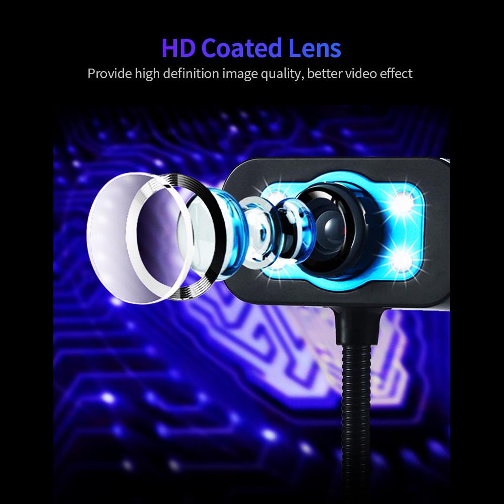 Máy ảnh web 480P USB Webcam không có ổ đĩa với Micrô bên ngoài Đèn lấp đầy ánh sáng Cắm và chạy cho Máy tính xách tay PC