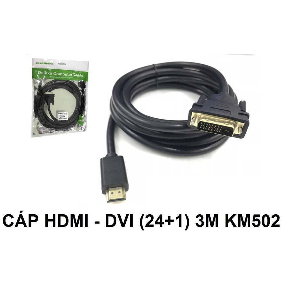 Cáp chuyển HDMI sang DVI Kingmaster KM052 dài 3M - Hàng chính hãng