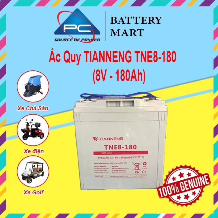 Ắc Quy Thiên Năng Tianneng TNE8-180C , ắc quy dùng cho xe điện, xe golf, xe chà sàn