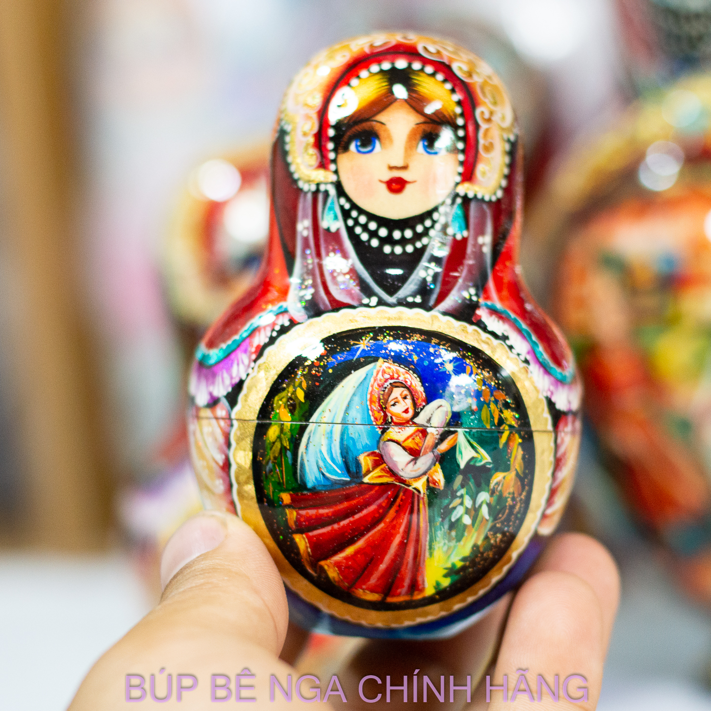 BỘ BÚP BÊ NGA 15 LỚP CAO 26CM DÁNG TRÒN VẼ HOA VĂN "CHUYỆN CỔ TÍCH PUSHKIN" CỰC ĐẸP, ĐỘC ĐÁO VÀ SANG TRỌNG