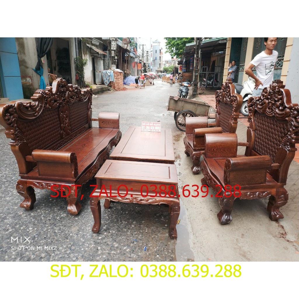 Bộ bàn ghế giả cổ hoàng gia gỗ mun đuôi công
