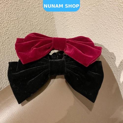 Kẹp tóc nơ nhung size lớn màu cực xinh phong cách tiểu thư , nàng thơ Nunam shop