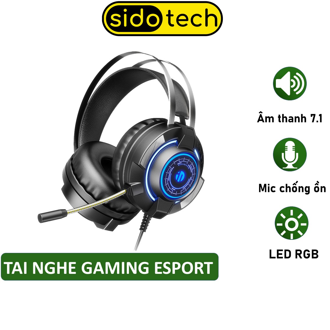 Tai Nghe Chụp Tai Gaming SIDOTECH G2 Có Mic Âm Thanh 7.1 Chuyên Game - Hàng Chính Hãng